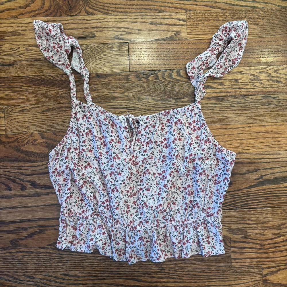 American Eagle Floral Ruffle Strap Top